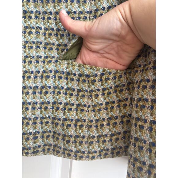 Talbots Petites Size 14P Green/ Blue Tweed Wool Blend 3 Button 90s, Y2K Blazer - Picture 8 of 11